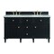 James Martin Vanities 60'' Double Vanity, Black Onyx w/ 3 CM Victorian Silver Quartz Top 424-V60D-BKO-3VSL - alternate 1